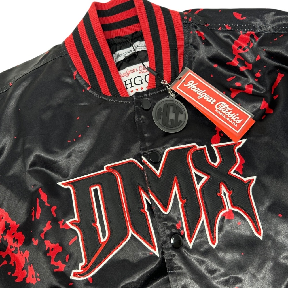 HEADGEAR Classics DMX Satin Bomber Jacket NWT Streetwear Hip Hop‎ Black Large